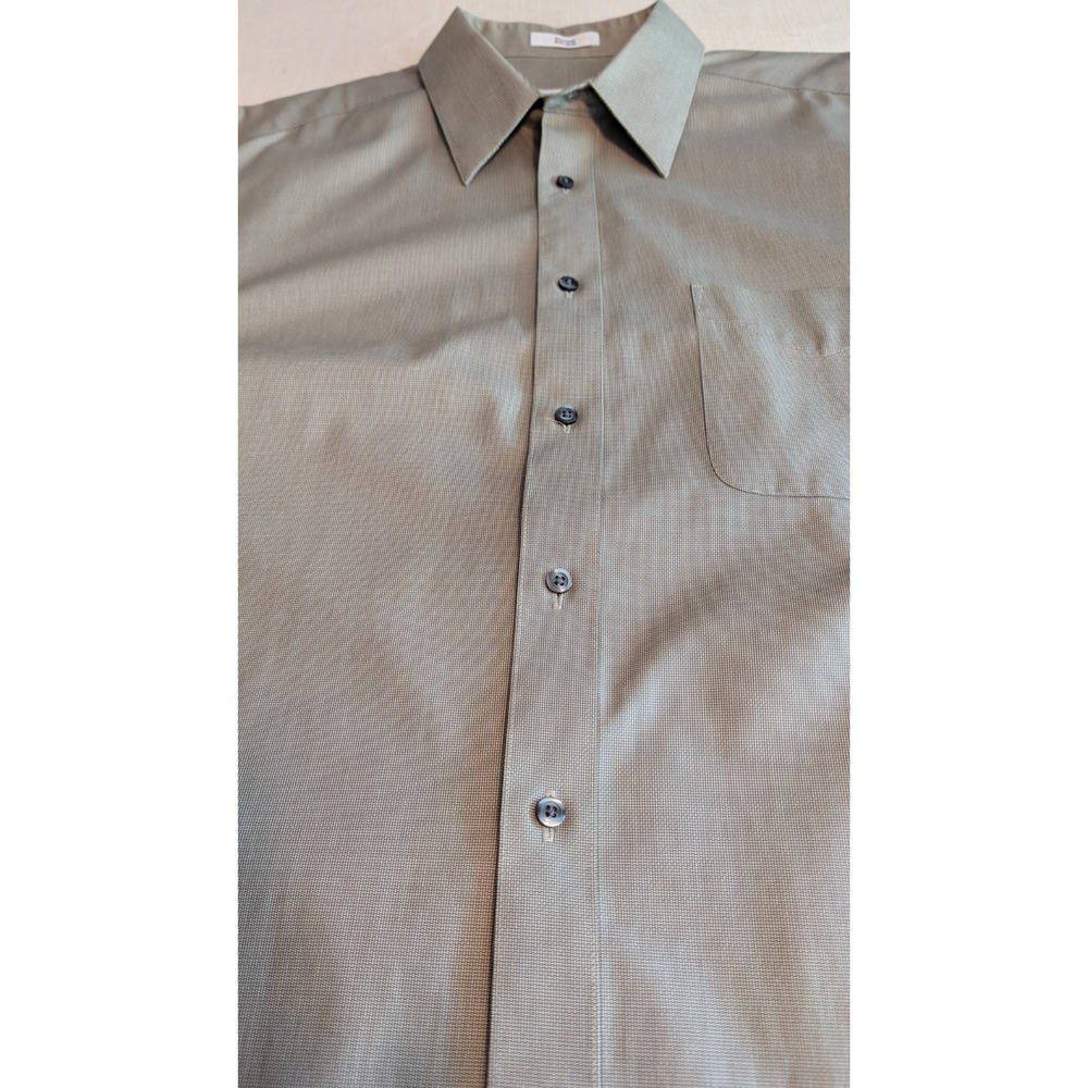 Men's Joseph &Feiss Olive Green Long Sleeve Button Shirt Size 17 32/33